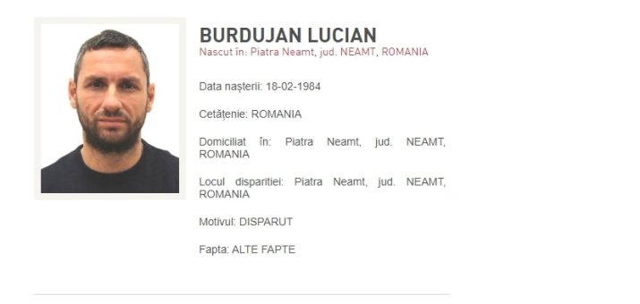 Familia îl dăduse dispărut pe Burdujan